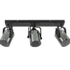 3-Lichts plafondlamp mat zwart met smoke glazen kappen