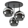 3-Lichts plafondlamp mat zwart met titanium glas