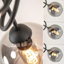 3-Lichts plafondlamp zwart met smoke glazen bollen