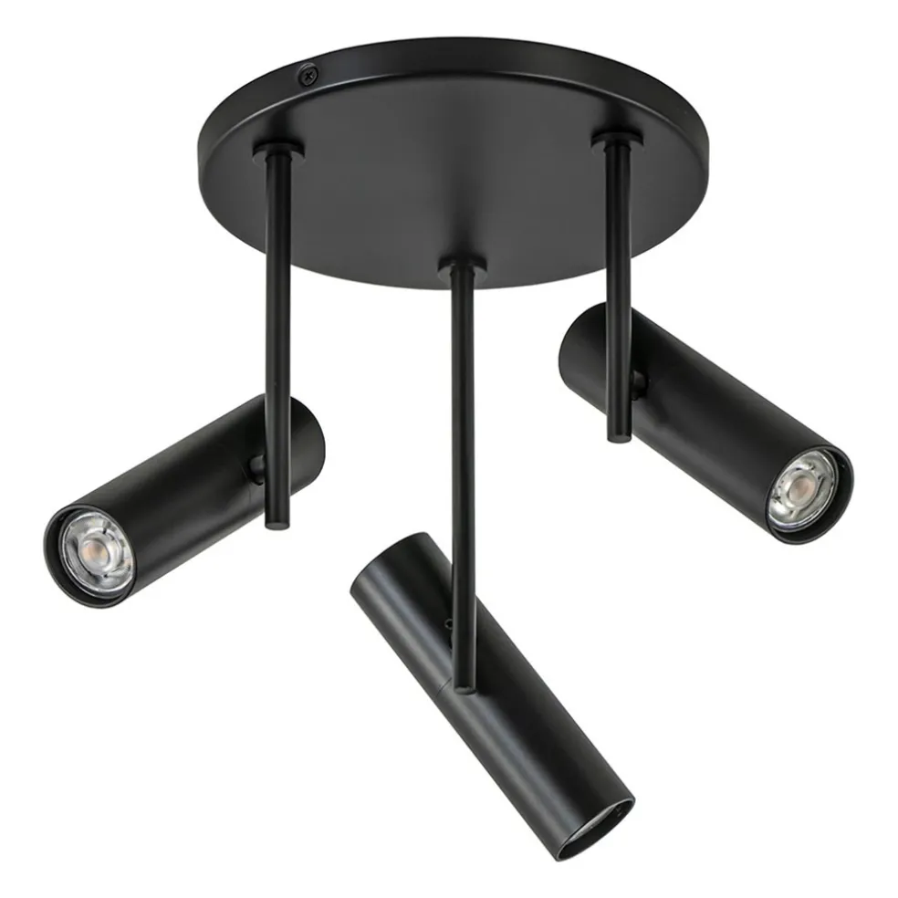3-Lichts plafondspot rond zwart GU10 mini