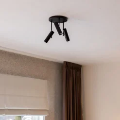 3-Lichts plafondspot rond zwart GU10 mini