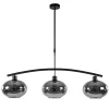 3-Lichts retro hanglamp zwart met smoke glas
