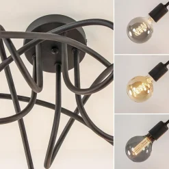 5-Lichts retro plafondlamp mat zwart