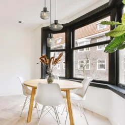 3-Lichts ronde eettafelhanglamp zwart met smoke glas