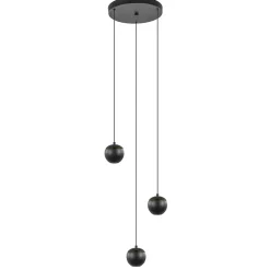 3-Lichts ronde LED hanglamp bollen zwart met goud