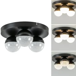 3-Lichts ronde LED plafondlamp zwart 3-standen dimbaar