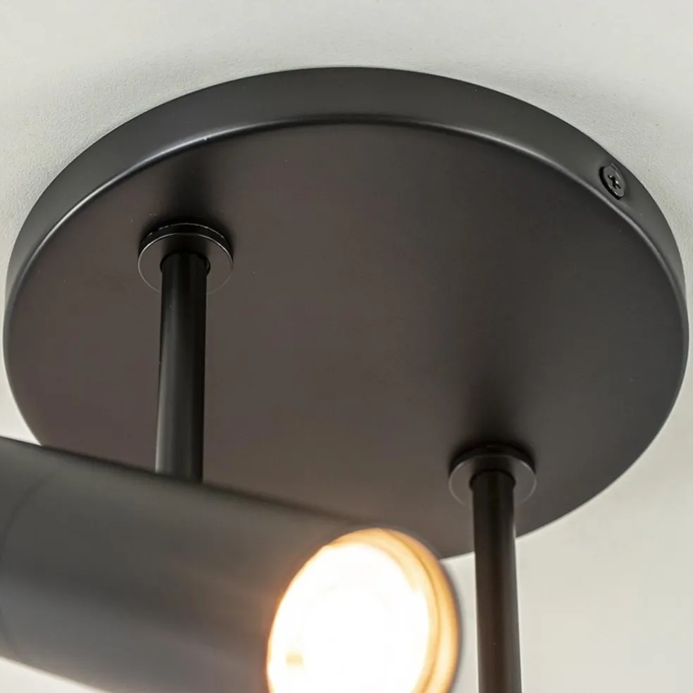 2-Lichts ronde opbouwspot met cilinders zwart