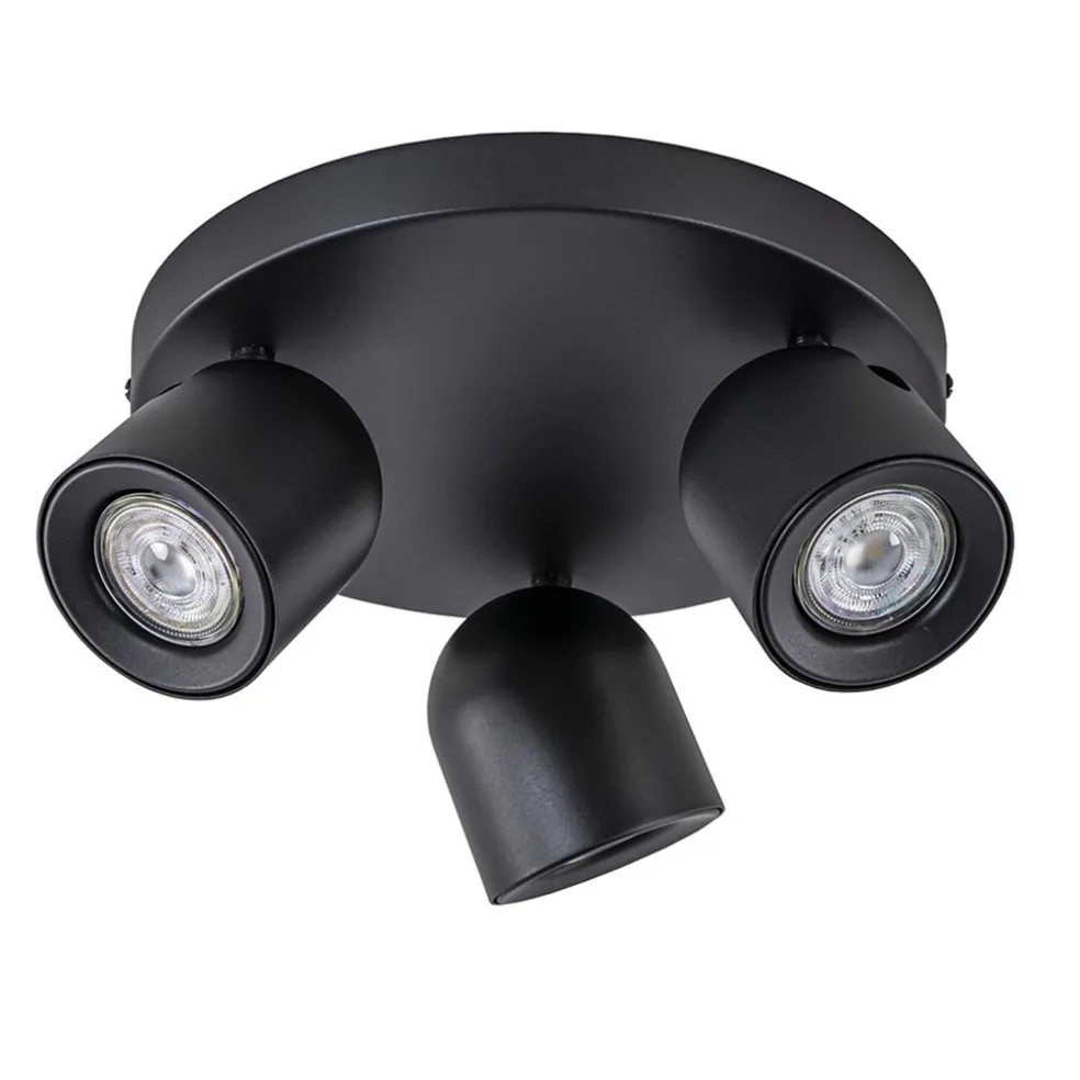 3-Lichts ronde opbouwspot zwart verstelbaar