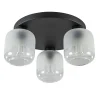 3-Lichts ronde plafondlamp zwart met helder/mat glas
