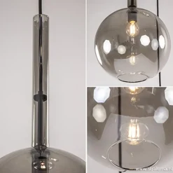 3-Lichts videlamp smoke glas met zwart