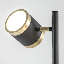 3-Lichts vloerlamp zwart/goud met dimbare spots