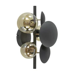 3-Lichts wandlamp grijs/goud met amber glas