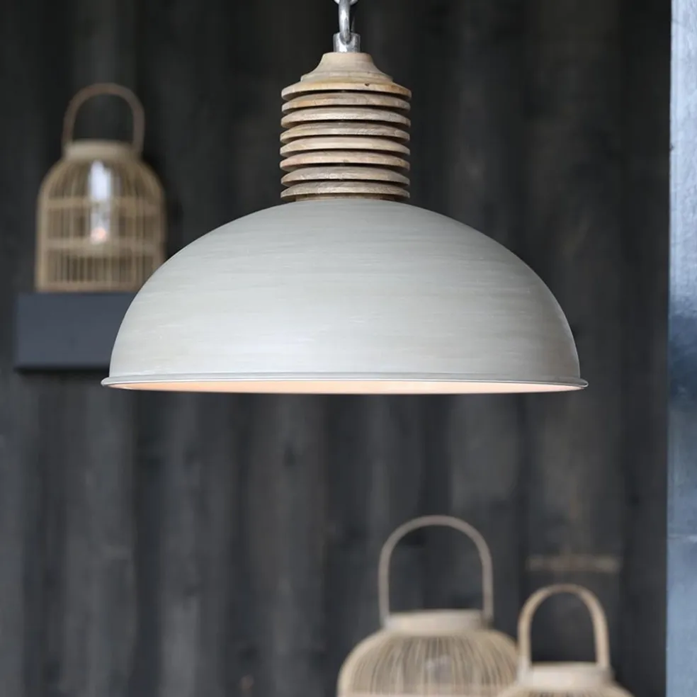 Light & Living hanglamp Avery grijs/hout