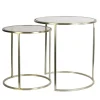 Light and Living bijzettafel Duarte set van 2 goud met bruin glas