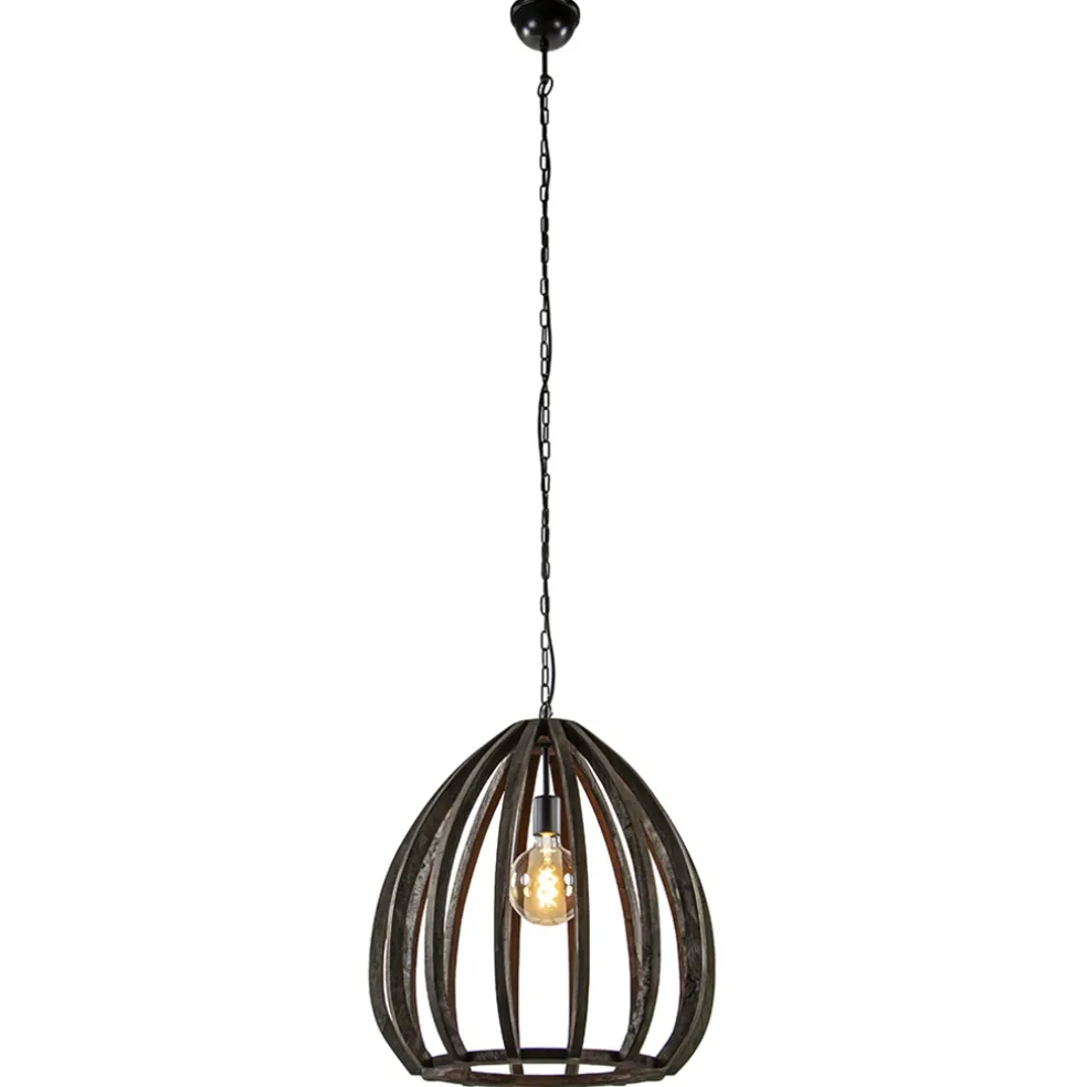 Light and Living hanglamp Barsia wood dark brown