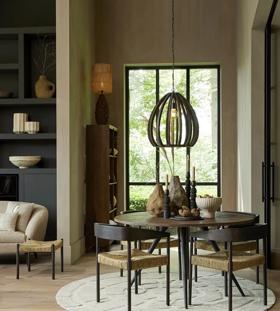 Light and Living hanglamp Barsia wood dark brown