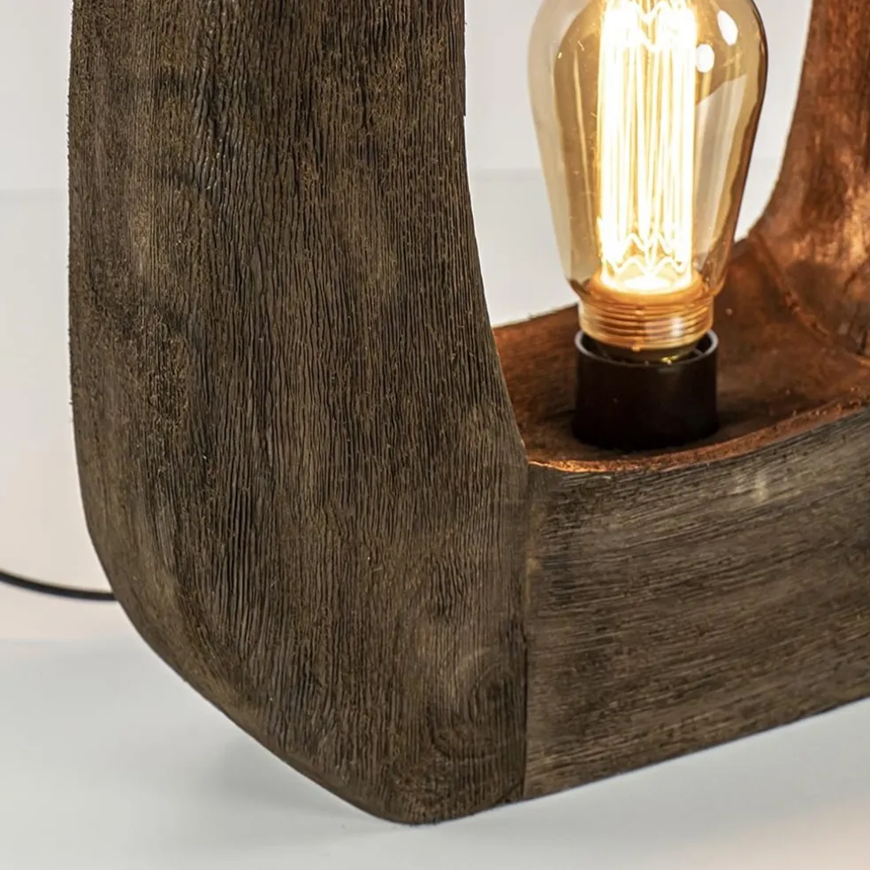 Light and Living tafellamp Kelafo hout chocolade bruin