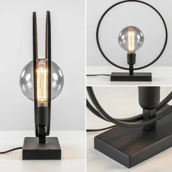 Light and Living tafellamp Rudra mat zwart