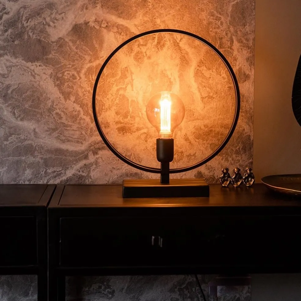 Light and Living tafellamp Rudra mat zwart