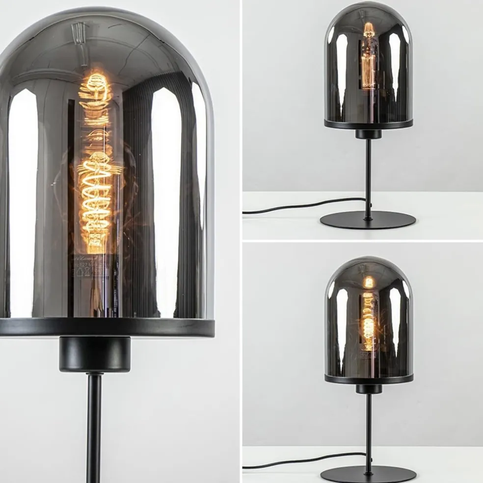 Light and Living tafellamp Maverick zwart met smoke glas