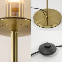 Light and Living vloerlamp Medina goud met amber glas