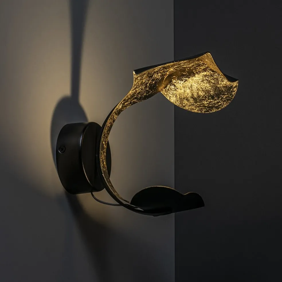 Luxe LED wandlamp zwart met goldleaf