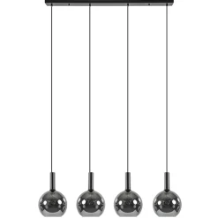 Luxe 4-lichts eettafelhanglamp met smoke glazen bollen