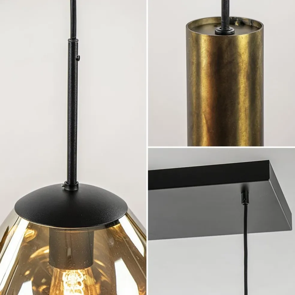 Luxe 6-lichts hanglamp met goud glas en cilinders