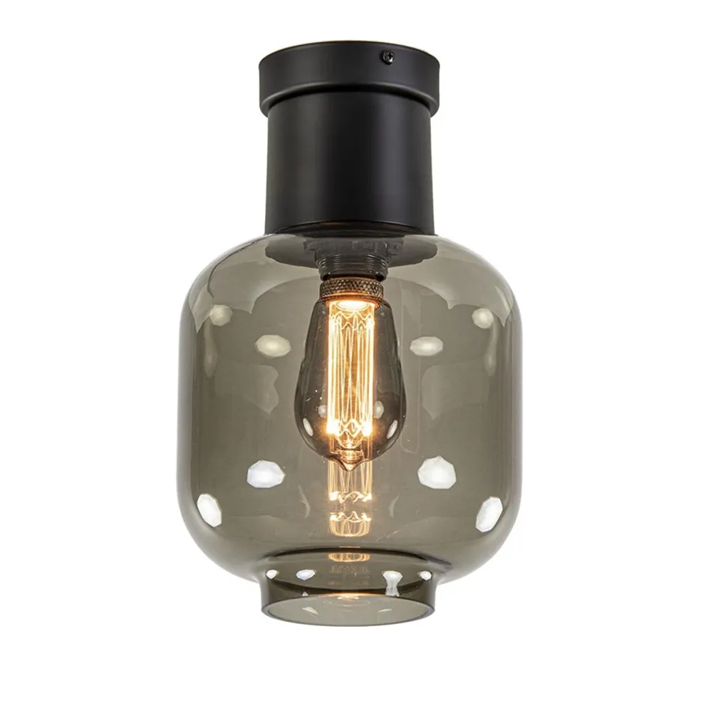 Luxe plafondlamp met zwart glas