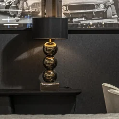 Luxe tafellamp goud inclusief kap zwart/goud