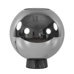 Luxe tafellamp smoke/titanium glas met zwart marmer