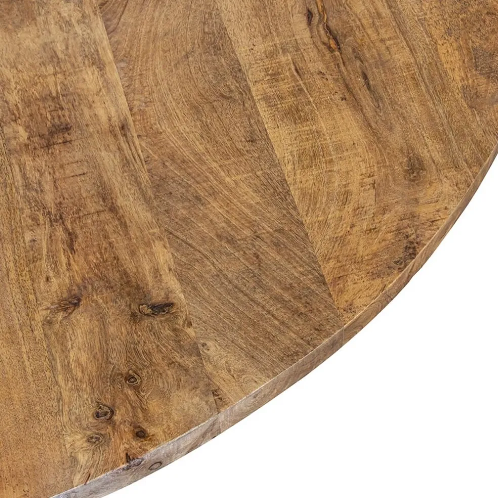 Mango houten eettafel rond met zwarte poot 130 cm
