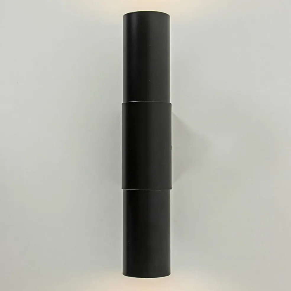 Mat zwarte cilinder wandlamp up+down