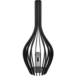 Mat zwarte houten vloerlamp kegel groot