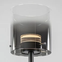 Mat zwarte LED vloerlamp met glazen kap helder/titanium