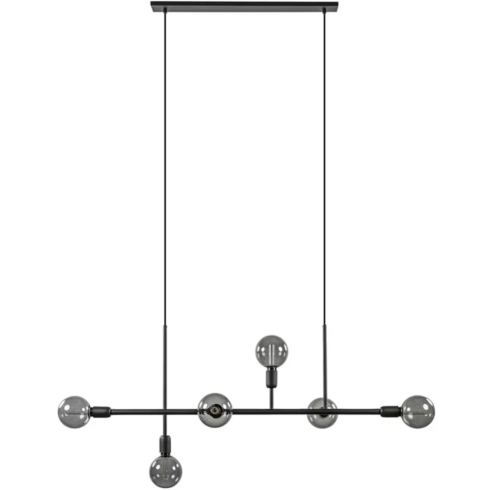 Mat zwarte 6-lichts hanglamp exclusief lichtbronnen