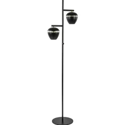 Mat zwarte 2-lichts vloerlamp met gouden accenten