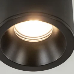 Mat zwarte opbouwspot rond IP54 badkamer/buiten