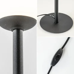 Mat zwarte tafellamp met witte glazen bol