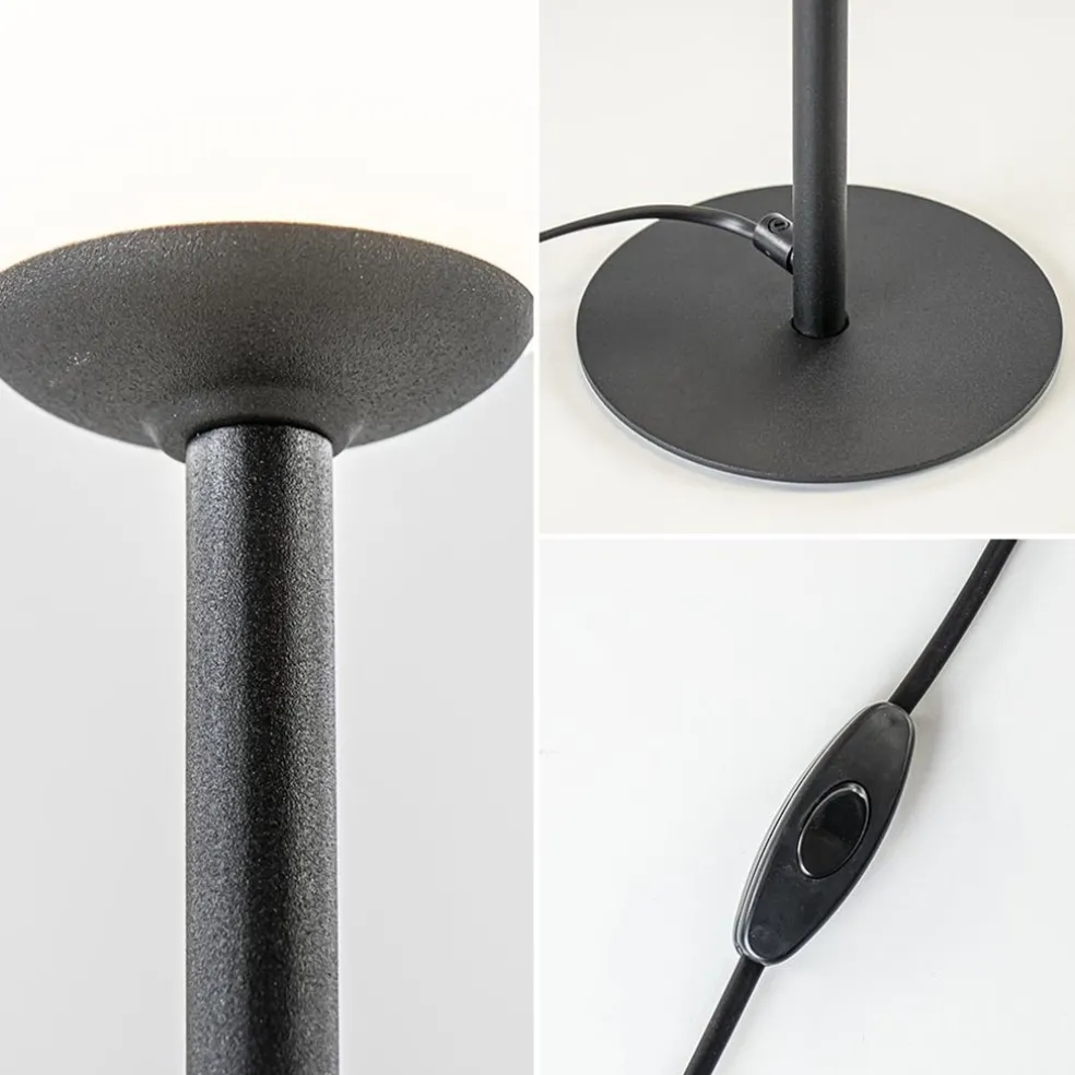 Mat zwarte tafellamp met witte glazen bol