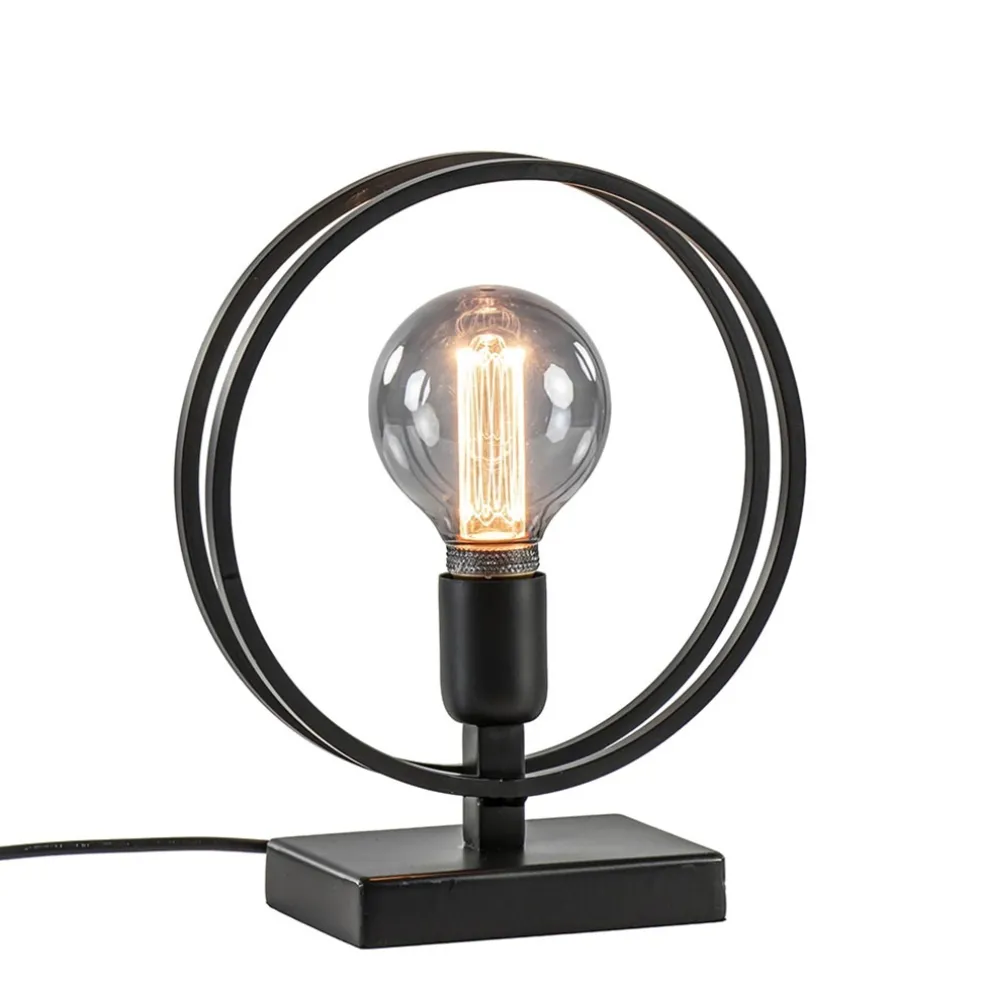 Mat zwarte tafellamp Rudra L&L