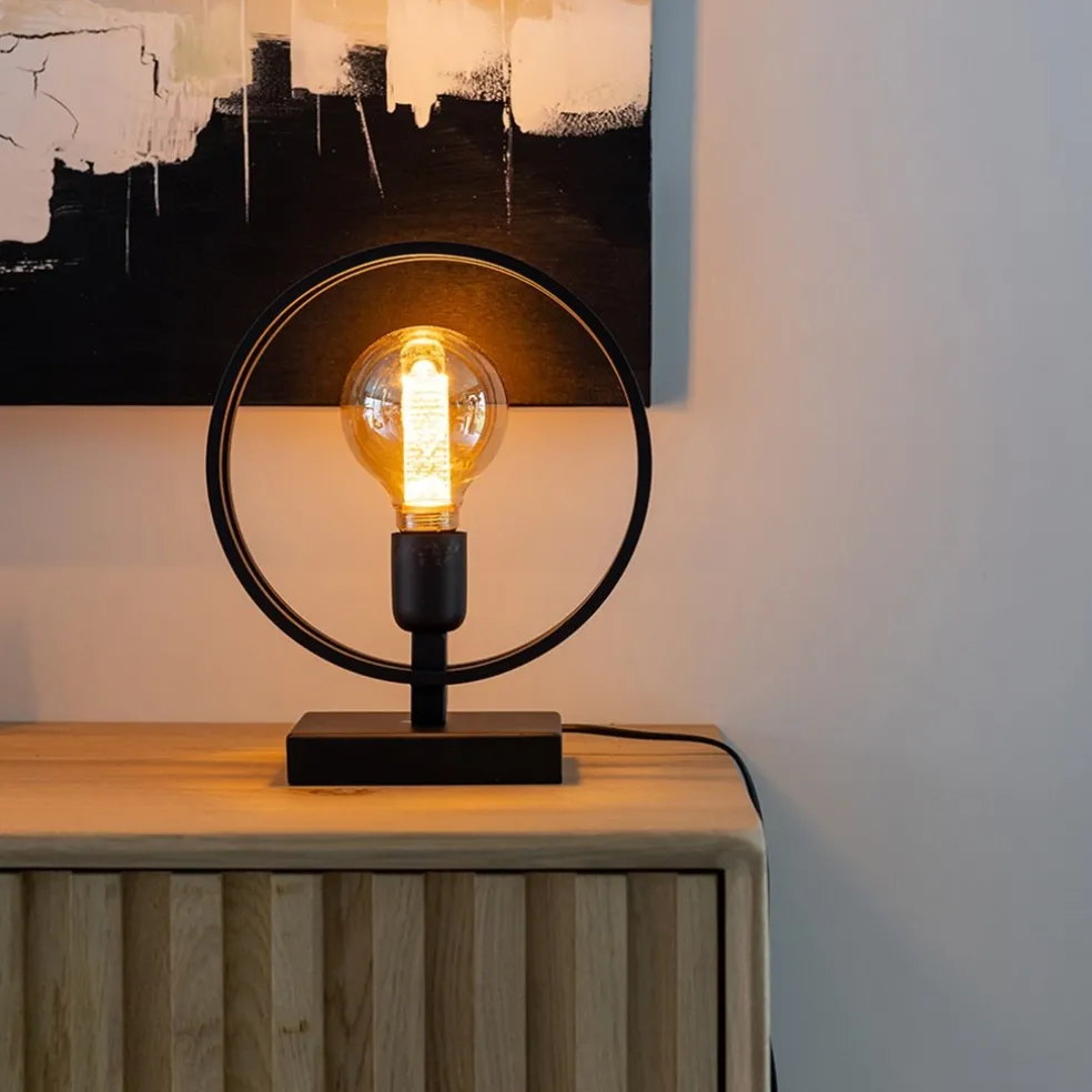 Mat zwarte tafellamp Rudra L&L