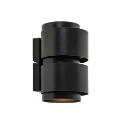 Mat zwarte wandlamp cilinder up+down G9