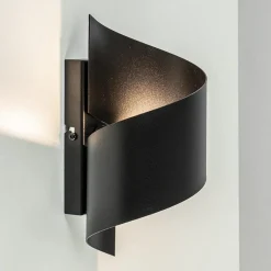 Mat zwarte wandlamp krul G9