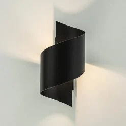 Mat zwarte wandlamp krul G9