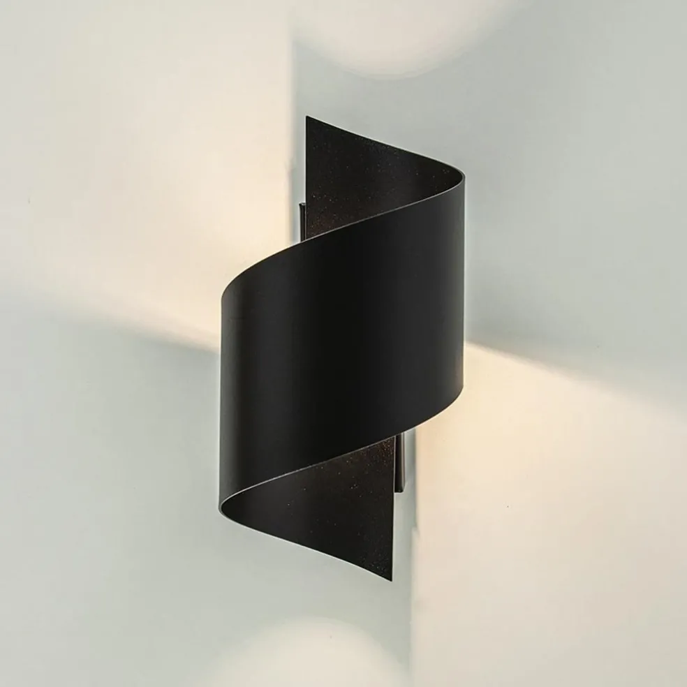 Mat zwarte wandlamp krul G9