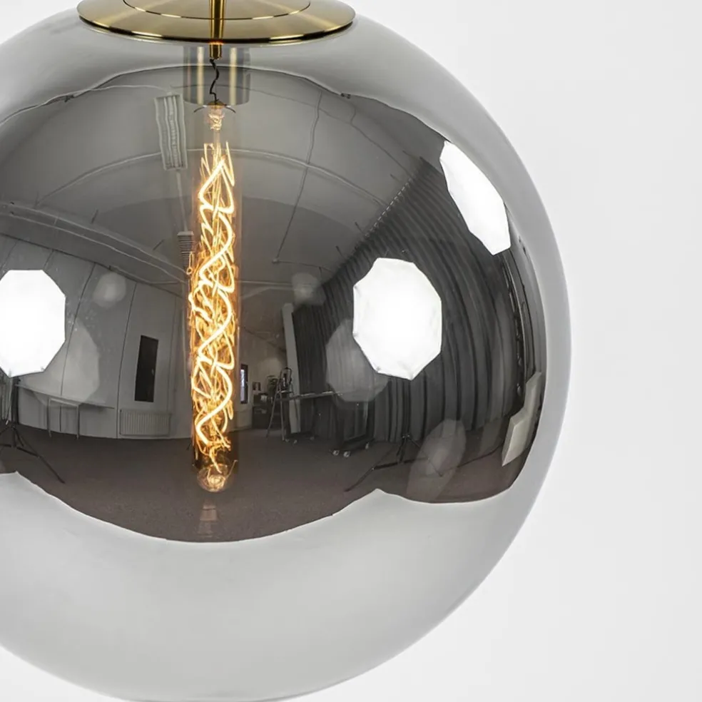 Medina hanglamp bol XL smoke glas met brons