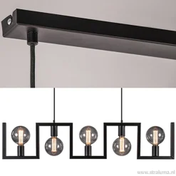 Metalen eettafel hanglamp zwart frame