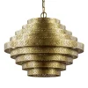 Metalen robuuste hanglamp ambachtelijk brons rond