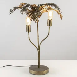 Metalen tafellamp Palm antiek brons Light and Living